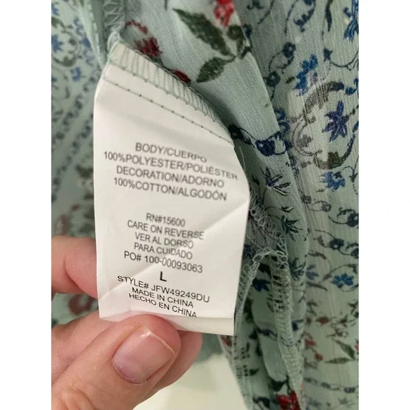 Kimono Women's Size Large Floral Green Lace Trimmed Boho Cottage Core Cardigan - Picture 2 of 6